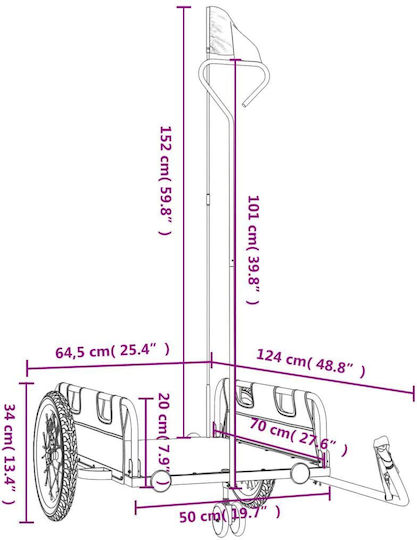 Vidaxl Bicycle Trailer Red Oxford Fabric Iron