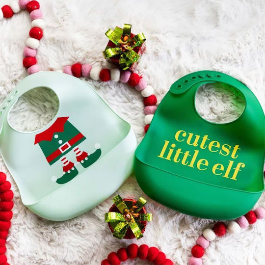 Pearhead Elf Αδιάβροχη Σαλιάρα Σιλικόνης με Κουμπί & Τσέπη Πράσινη για 6 m+ 2τμχ