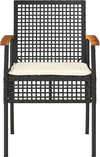 Outdoor-Stuhl Rattan Black mit Kissen 2Stück 46.5x49x85εκ.