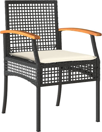 Outdoor-Stuhl Rattan Black mit Kissen 2Stück 46.5x49x85εκ.