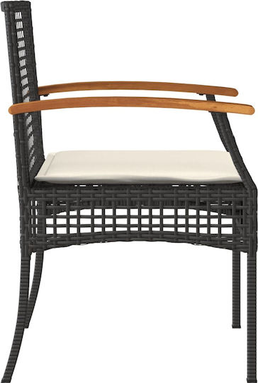 Outdoor-Stuhl Rattan Black mit Kissen 2Stück 46.5x49x85εκ.