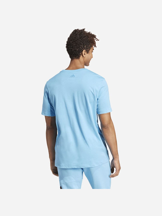 Adidas Single Jersey Linear Embroidered Ανδρικό Αθλητικό T-shirt Κοντομάνικο Μπλε