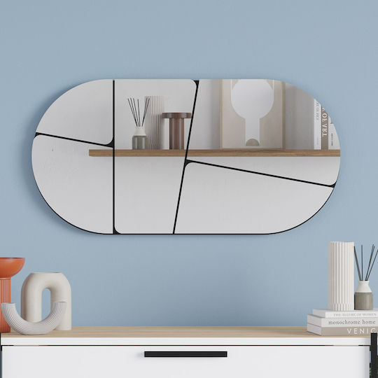 Megapap Otis Wall Mirror Oval with Black Plastic Frame 80x40cm 1pcs