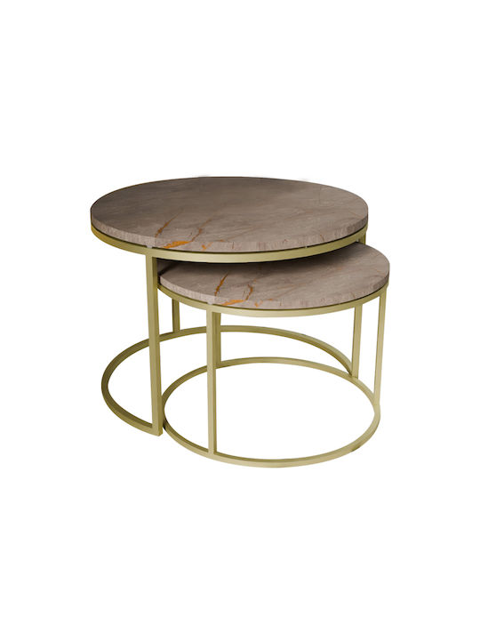 Round Zigon Set Solme Wooden Gray Marble 75Lx75Wx45H cm