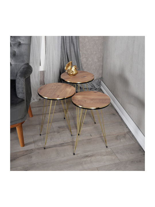 Round Side Table Wakmi Melamine-gold 3pcs L33xW33xH55cm