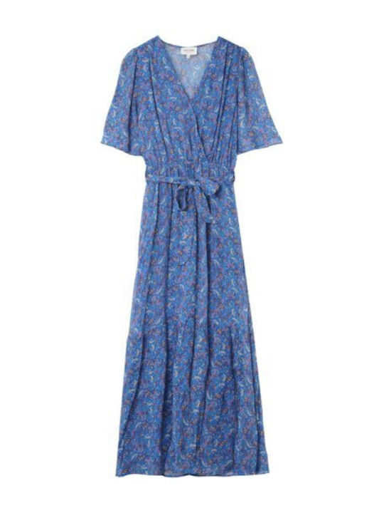 Sommer Maxi Kleid mit Wickel Blau