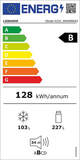 Liebherr Ψυγειοκαταψύκτης 330lt NoFrost Υ185.5xΠ59.7xΒ67.5εκ. Inox Plus