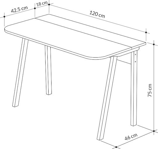 Birou Luton Din Lemn Natural De Fag 120x60x75cm