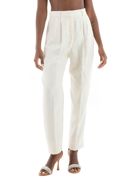 Hugo Boss Women's Fabric Trousers in Relaxed Fit White