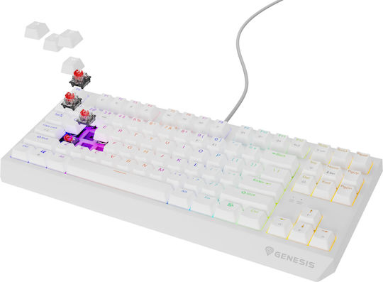 Genesis Thor 230 TKL Gaming Mechanical Keyboard Tenkeyless with Outemu Red switches and RGB lighting (English US) White