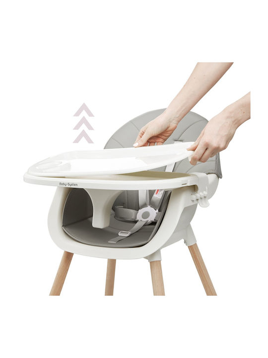 Moby System Amelia Hochstuhl 3 in 1 & Sitz aus Kunstleder Gray