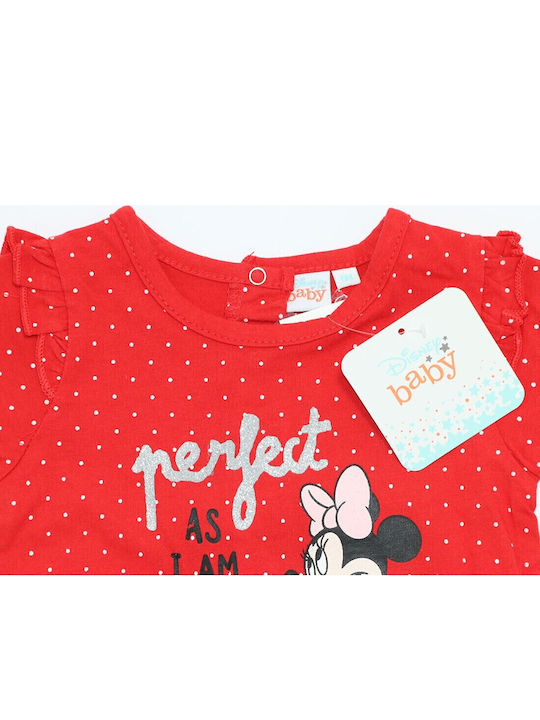 Disney Minnie Mouse Бебешко Боди Къс ръкав Red