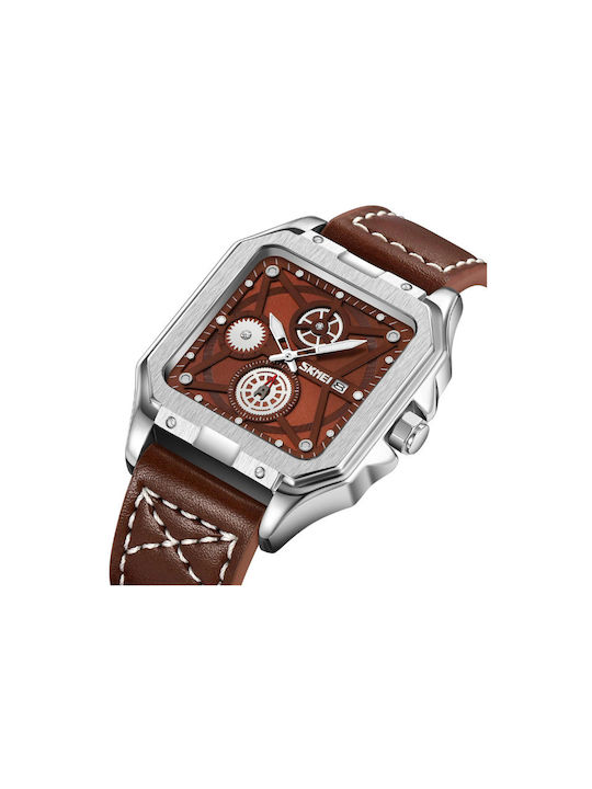 Skmei Analog/Digital Watch Chronograph Battery with Leather Strap Brown