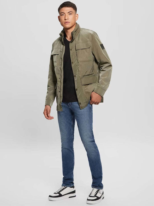 Guess Herren Jacke Bomber Wasserdicht und winddicht Oil Green