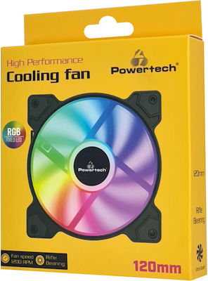 Powertech PT-1170 Ventilator Carcasă 120mm cu Iluminare RGB și Conexiune 3-Pin / Molex cu 4 pini 1buc