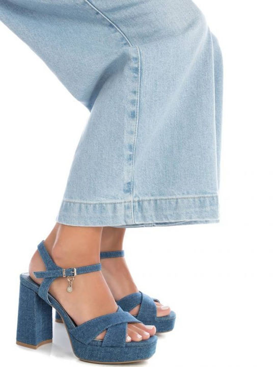 Stoff Sandalen Blau