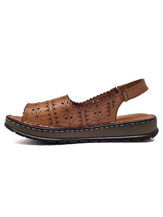 Women's Flat Sandals in Tabac Brown Color