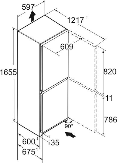 Liebherr Combină frigorifică 280lt NoFrost Î165.5xL59.7xA67.5cm. Inox Plus