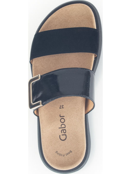 Leder Flache Sandalen für Damen Anatomisch in Schwarz Farbe
