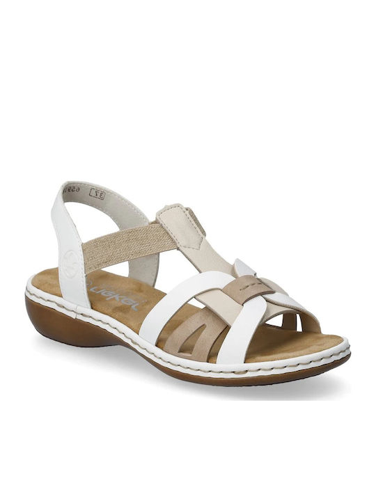 Leder Flache Sandalen für Damen in Weiß Farbe
