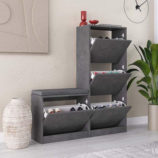 Dude Wooden Shoe Organizer Retro Grey 104.8x26x118.5cm