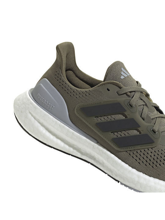 Adidas Pureboost 23 Ανδρικά Αθλητικά Παπούτσια Running Olive Strata / Core Black / Halo Silver