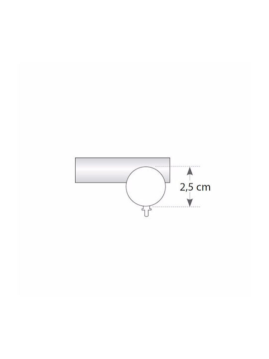 Metallic Curtain Pole Soleil Tapo Single Diameter 25mm Length 160cm Nickel Color 3