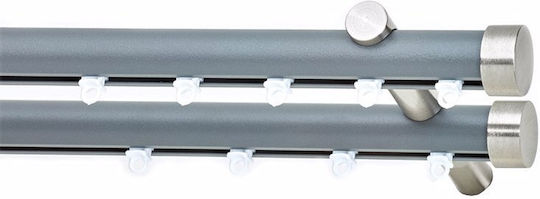 Metallisches Vorhangstangen Soleil Tapo Doppel mit der Eisenbahn Φ25mm 300cm Nickel A298806_16715