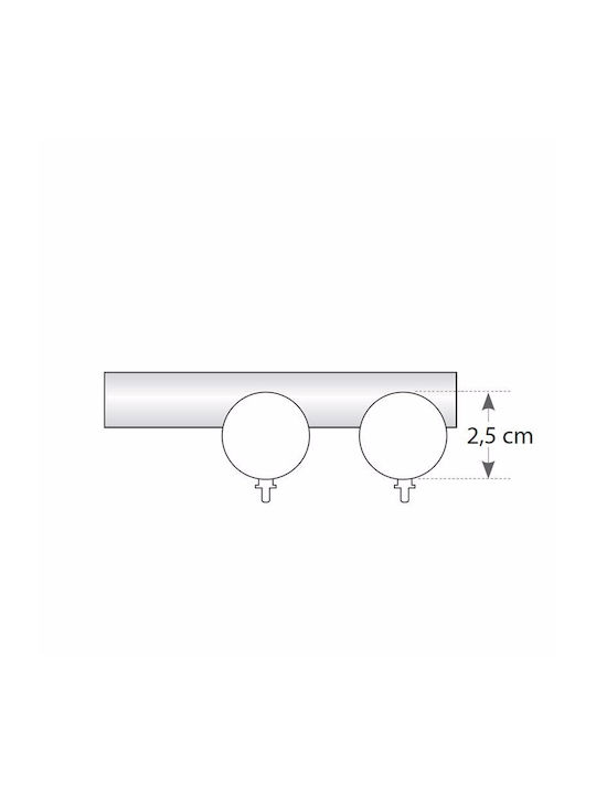 Metallic Curtain Pole Soleil Tapo Double with Rail Diameter 25mm Length 160cm Nickel A298800 16664
