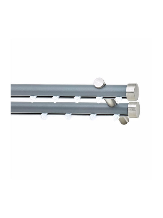Metallic Curtain Pole Soleil Tapo Double with Rail Diameter 25mm Length 160cm Nickel Color 7