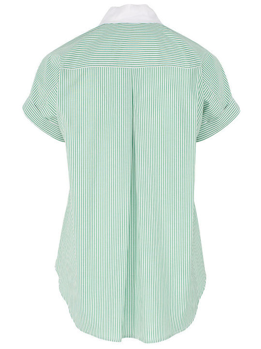 Women's Striped Short Sleeve Shirt Green