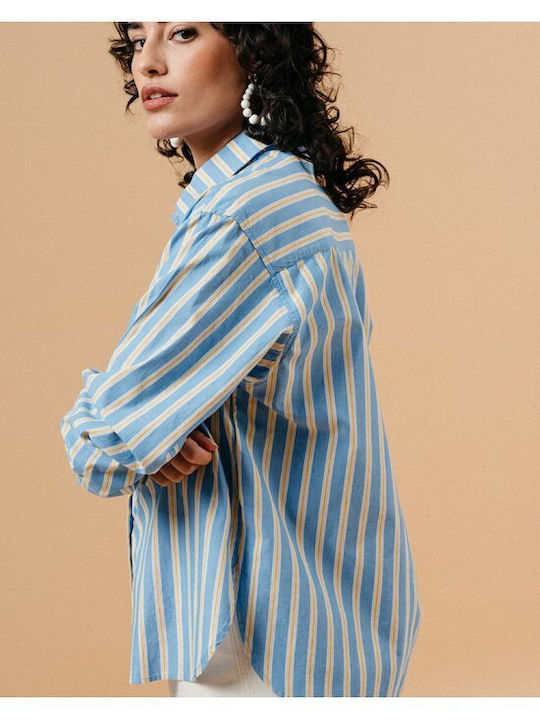 Langärmelig Damen Hemd Blau