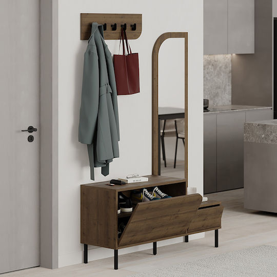 Mila Entry Furniture with Hanger & Shoe Rack Open Café 120x37x171.6cm Mila Entry Furniture with Hanger & Shoe Rack Open Café 120x37x171.6cm