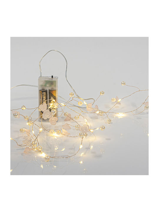 20 Mini Christmas Lights LED Warm White Battery in String with Copper Cable