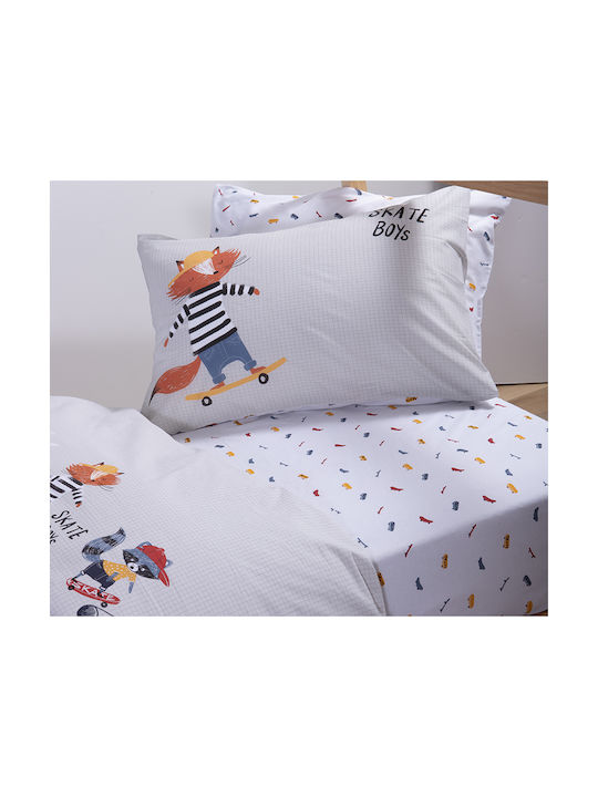 Nef-Nef Homeware Single Cotton Sheets Set Skate With Style Gray/Red 170x260cm