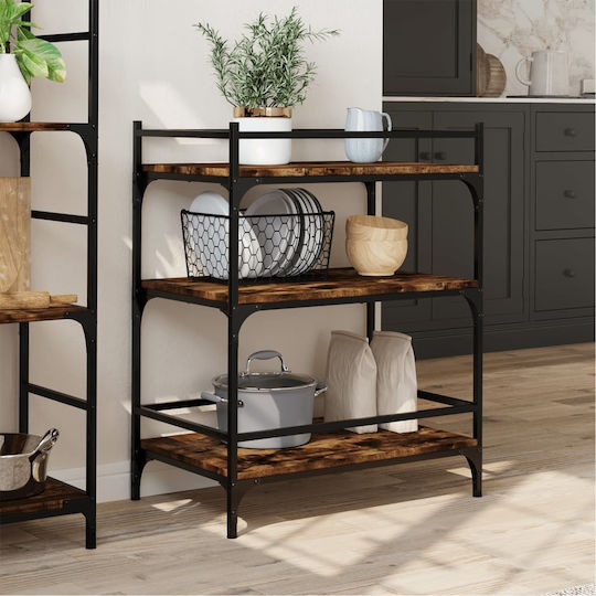 vidaXL vidaXL Küchenwagen Hölzernes 3 Ebenen Braun 65x40x86.5cm