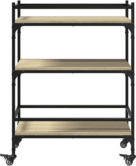vidaXL Wooden Kitchen Trolley 3 Tiers Brown 65x40x86.5cm