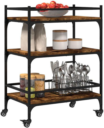 vidaXL vidaXL Küchenwagen Hölzernes 3 Ebenen Braun 65x40x86.5cm