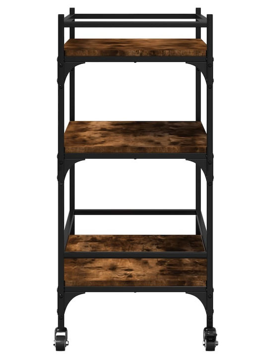 vidaXL Troleu De Bucătărie Din Lemn Cu 3 Locuri Maro 65x40x86.5cm
