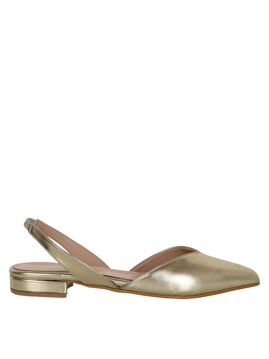 koniaris Synthetic Leather Ballerinas with Strap Gold