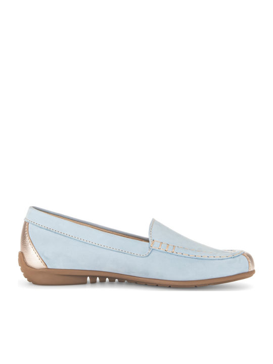 Leather Women's Loafers in Blue Color