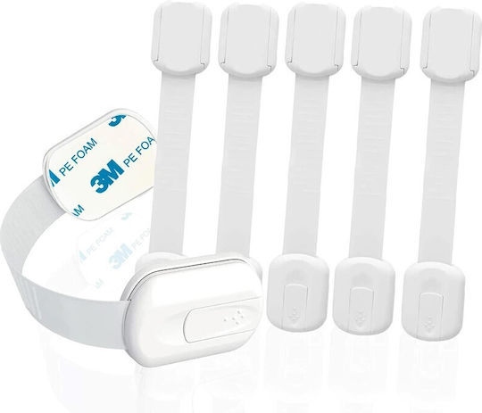 Sipo Cabinet & Drawer Lock with Sticker made of Plastic in White Color 6pcs