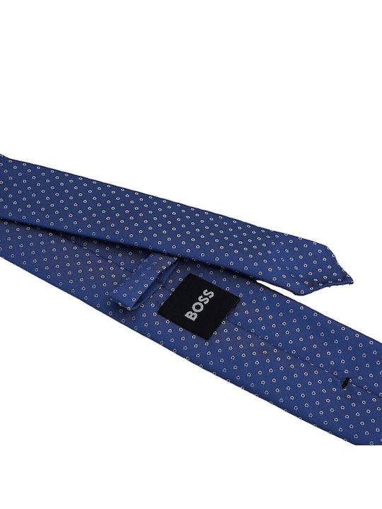Hugo Boss Herren Krawatte Gedruckt in Blau Farbe