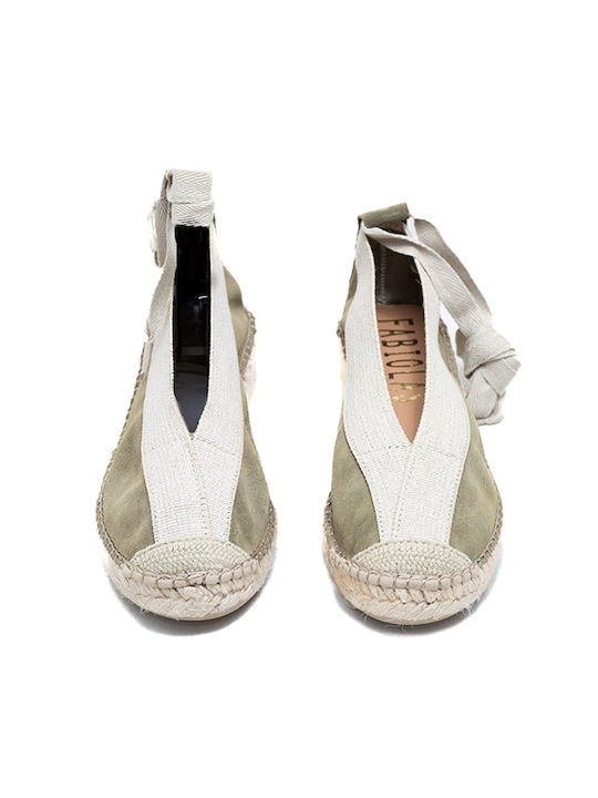 Fabiolas Collection Lederne Damen Espadrilles in Grün Farbe