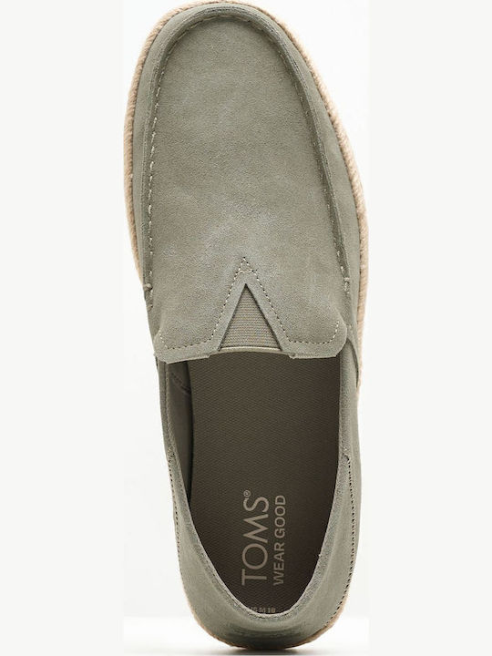 Alonso Loafer Rope Leather Men's Espadrilles in Green Color