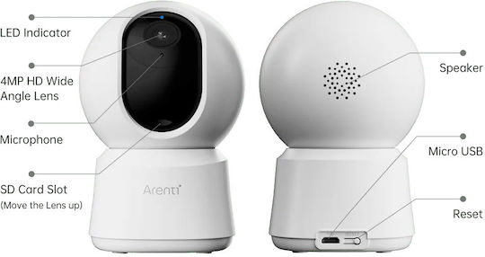 Arenti AREP2Q IP Cameră de Supraveghere Wi-Fi Full HD+ 4MP cu Comunicare Bidirecțională
