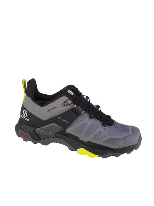 Salomon X Ultra 4 Bărbați Pantofi de Drumeție Impermeabil cu Membrană Gore-Tex Umbra Liniștită / Negru / Evening Primrose