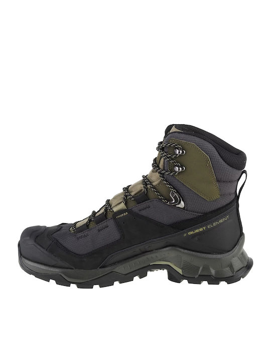 Salomon Quest Element Men's Hiking Boots Waterproof with Gore-Tex Membrane Black / Deep Lichen Green / Olive Night