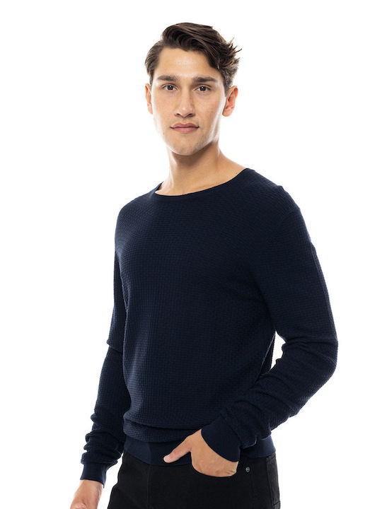 Smart Fashion Herren Langarm-Pullover Navy