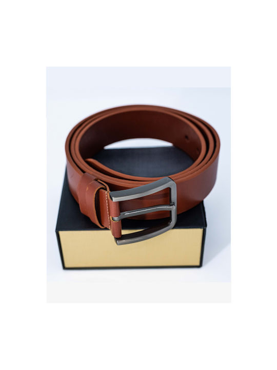 Men's Artificial Leather Wide Belt Brown